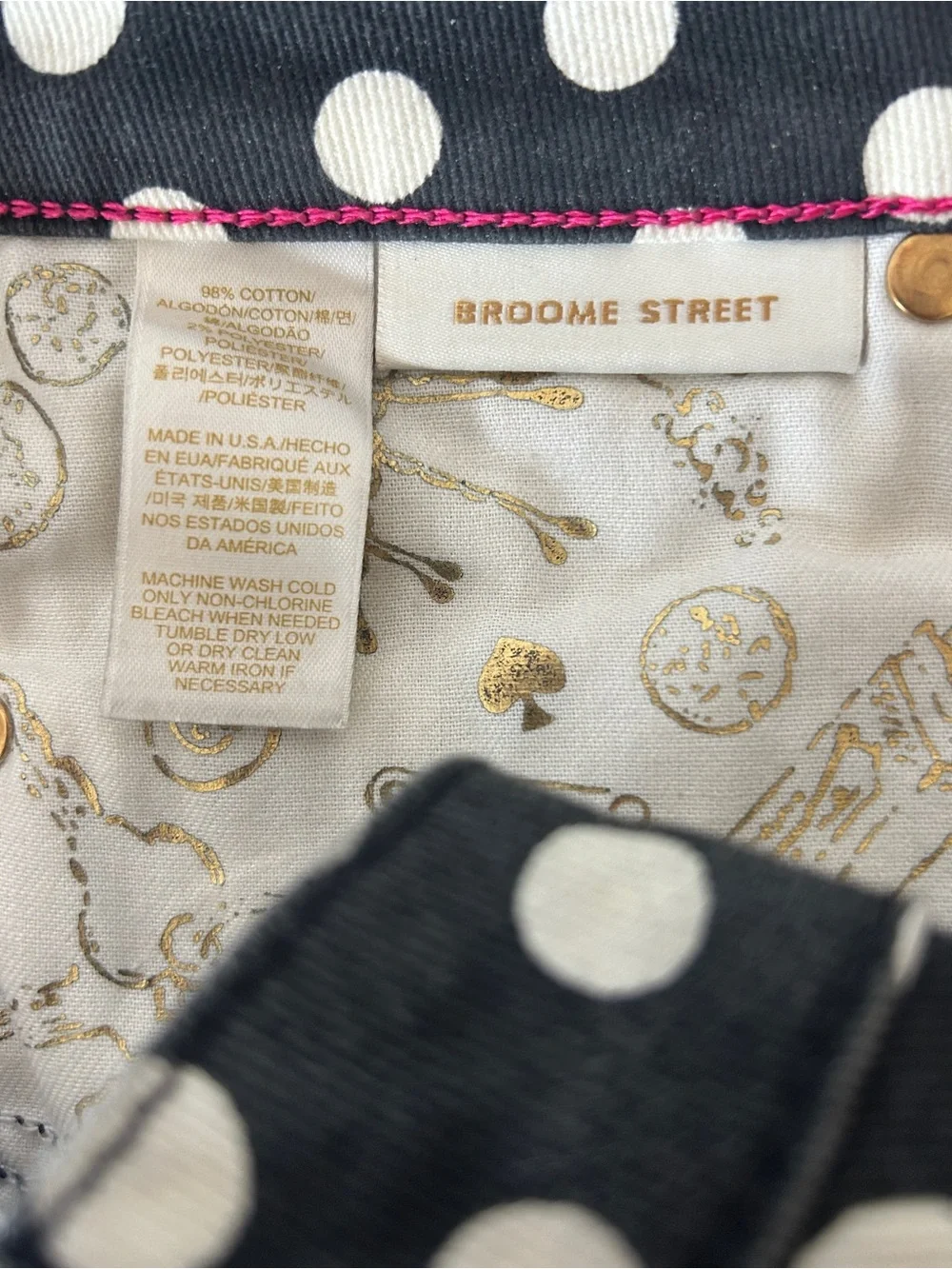Kate Spade Broome Street Polka Dot Skinny Jeans Black White Women’s Made USA